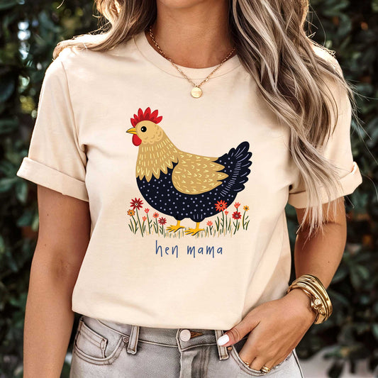 Hen Mama Chicken Shirt | Chic Farmhouse T-Shirt for Chicken Moms