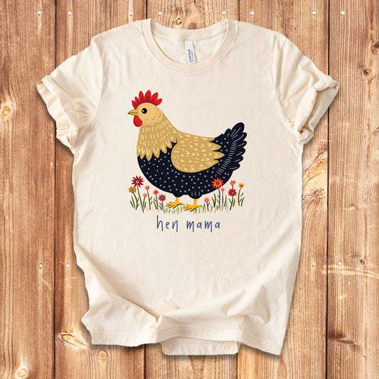 Hen Mama Folk Art Chicken Shirt