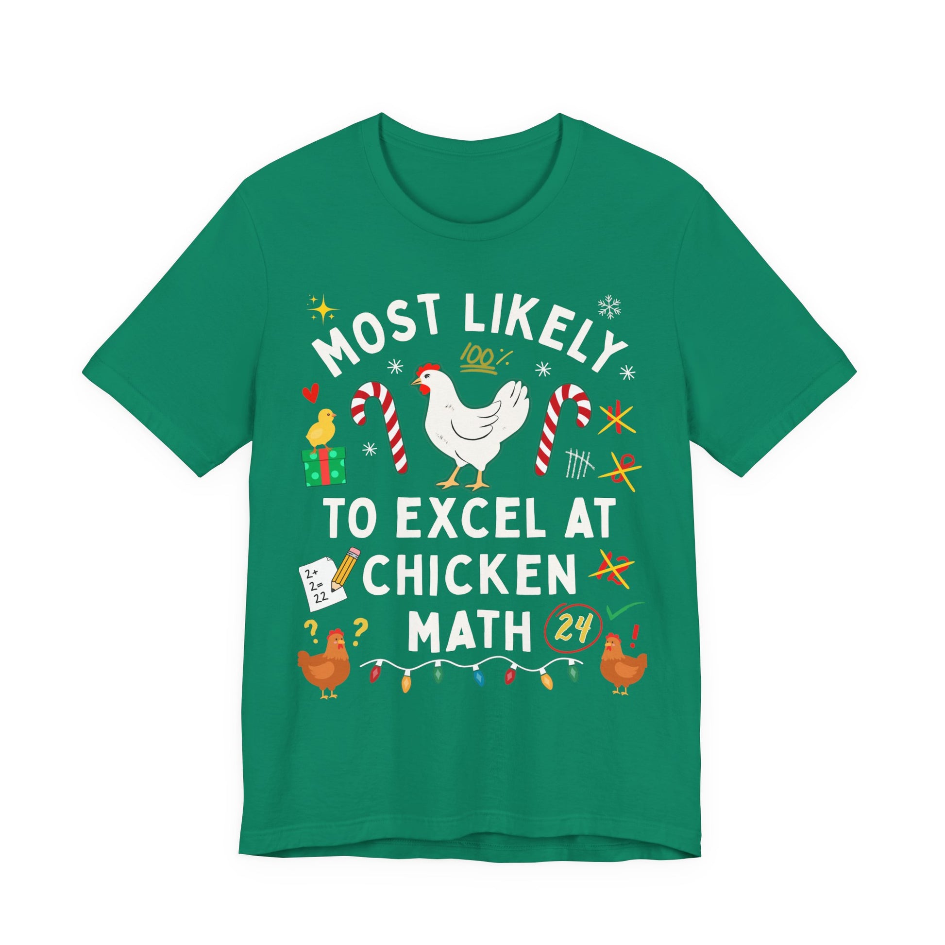 “Most Likely to Excel at Chicken Math” Christmas Shirt | Funny Chicken Lover Tee for Backyard Flock Addicts