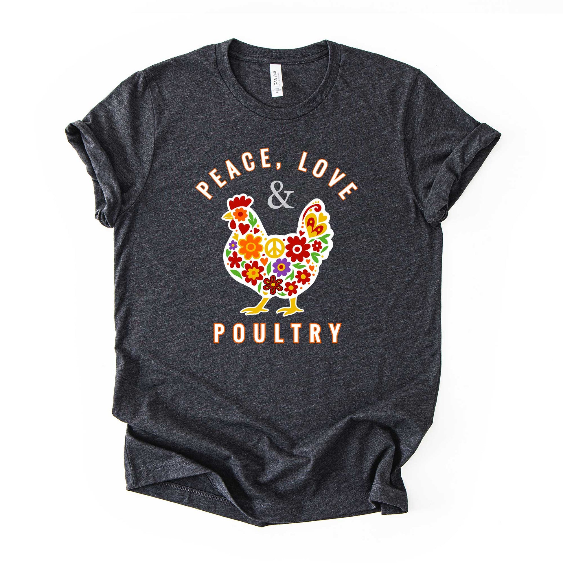 Peace, Love & Poultry – Flower Power Chicken T-Shirt by Yay Chickens!™
