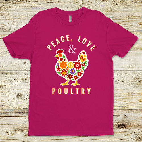 Peace, Love & Poultry – Flower Power Chicken T-Shirt by Yay Chickens!™