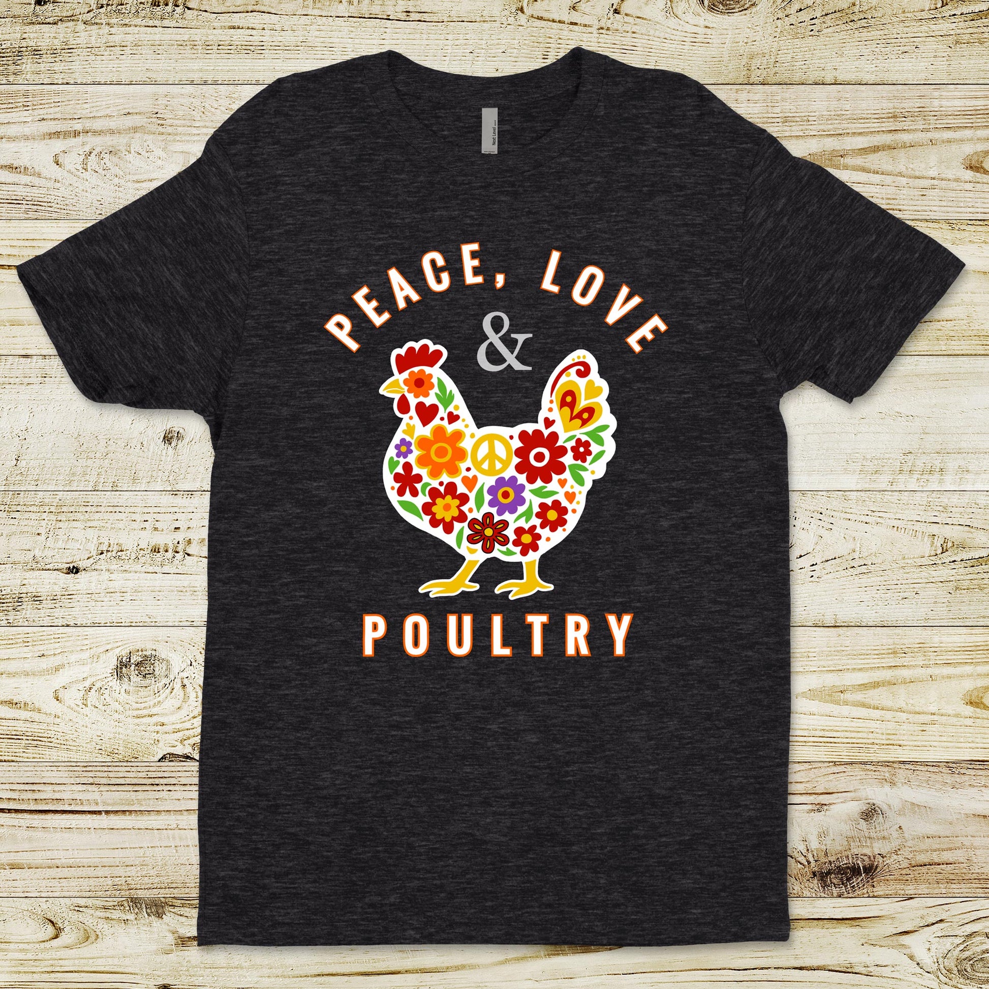 Peace, Love & Poultry – Flower Power Chicken T-Shirt by Yay Chickens!™