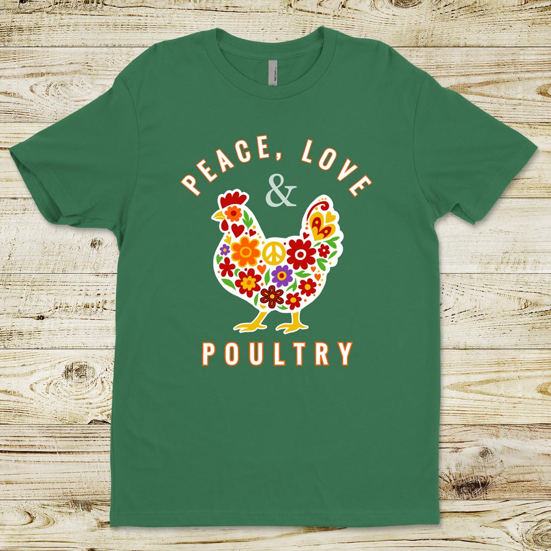 Peace, Love & Poultry – Flower Power Chicken T-Shirt by Yay Chickens!™