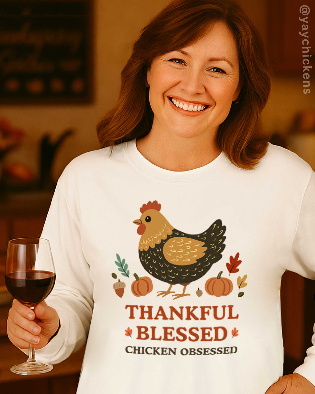 " Thankful, Blessed, Chicken Obsessed" Long Sleeve Fall Shirt for Chicken Lovers