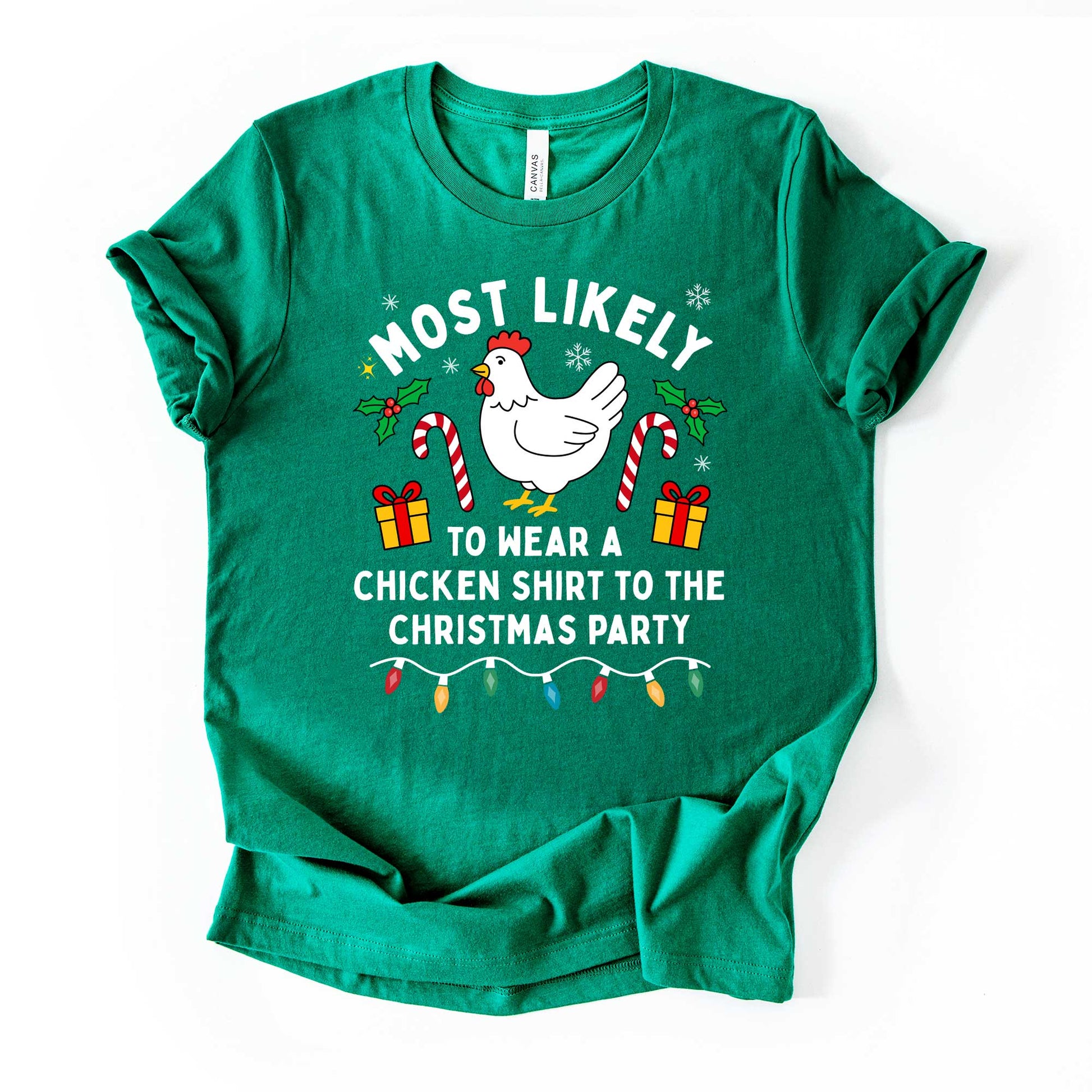 Funny Chicken Christmas Shirt – “Most Likely to Wear a Chicken Shirt to the Christmas Party”